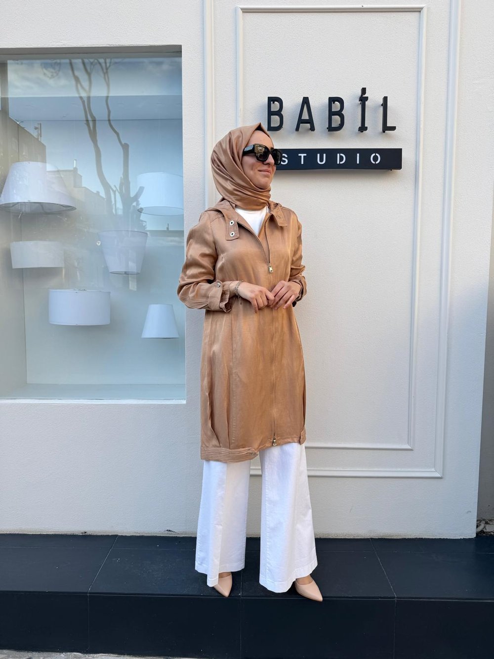 Kapüşonlu Ara Boy Kadın Kap Camel