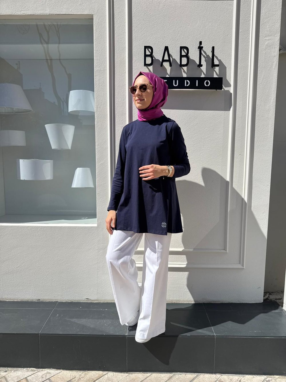 Koton Uzun Kollu Basic Kadın Bluz Lacivert