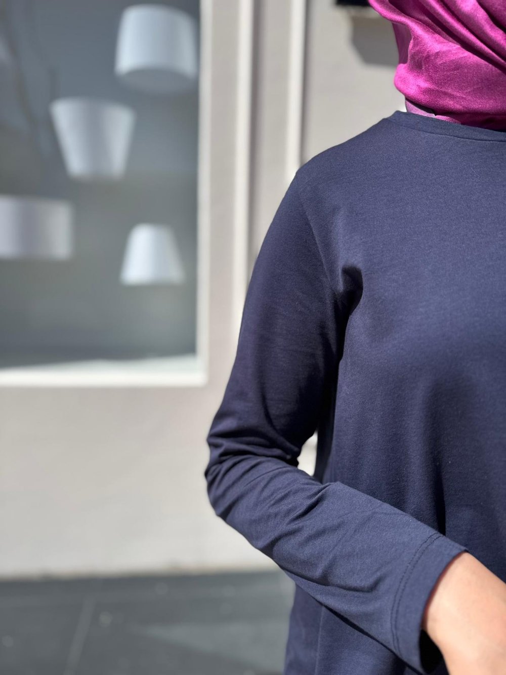 Koton Uzun Kollu Basic Kadın Bluz Lacivert