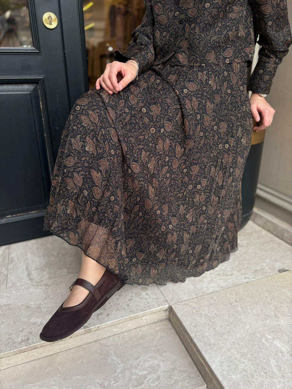 MIO-02 Retro Etekli Soft Kadın Takım Siyah