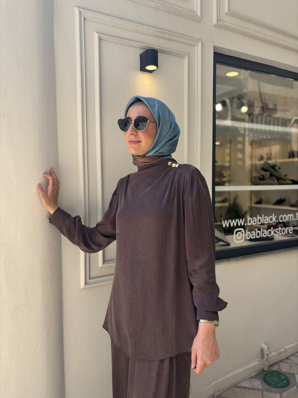 MIO-06 Bois Pantolonlu Kadın Takım Kahve