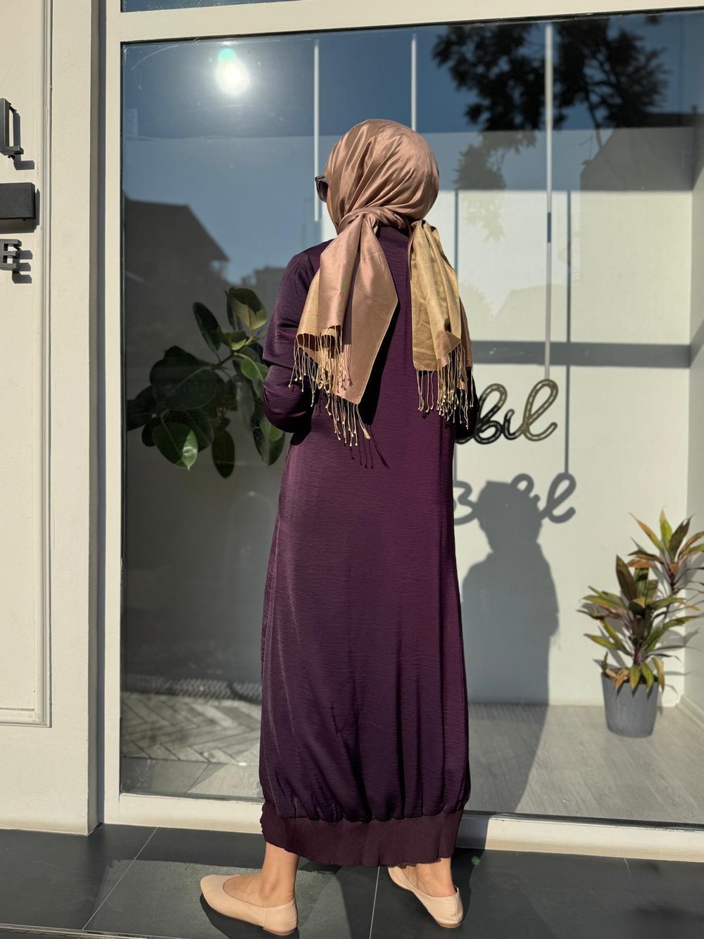 Sıkmalı Fermuarlı Kadın Kap Mürdüm