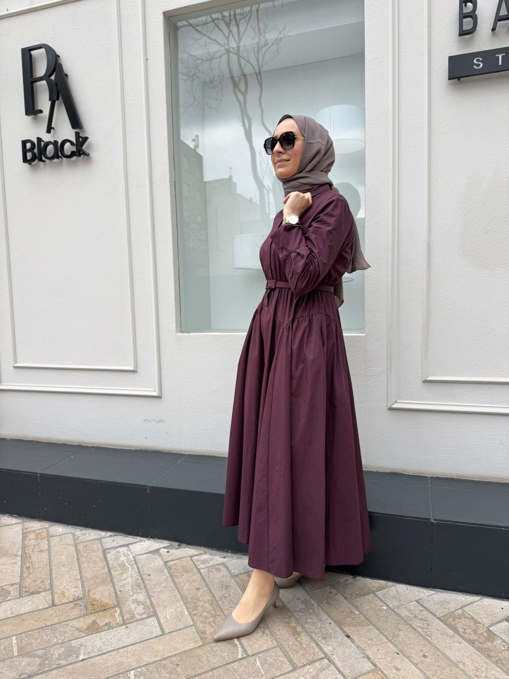TD2202 Alba Kadın Elbise Bordo