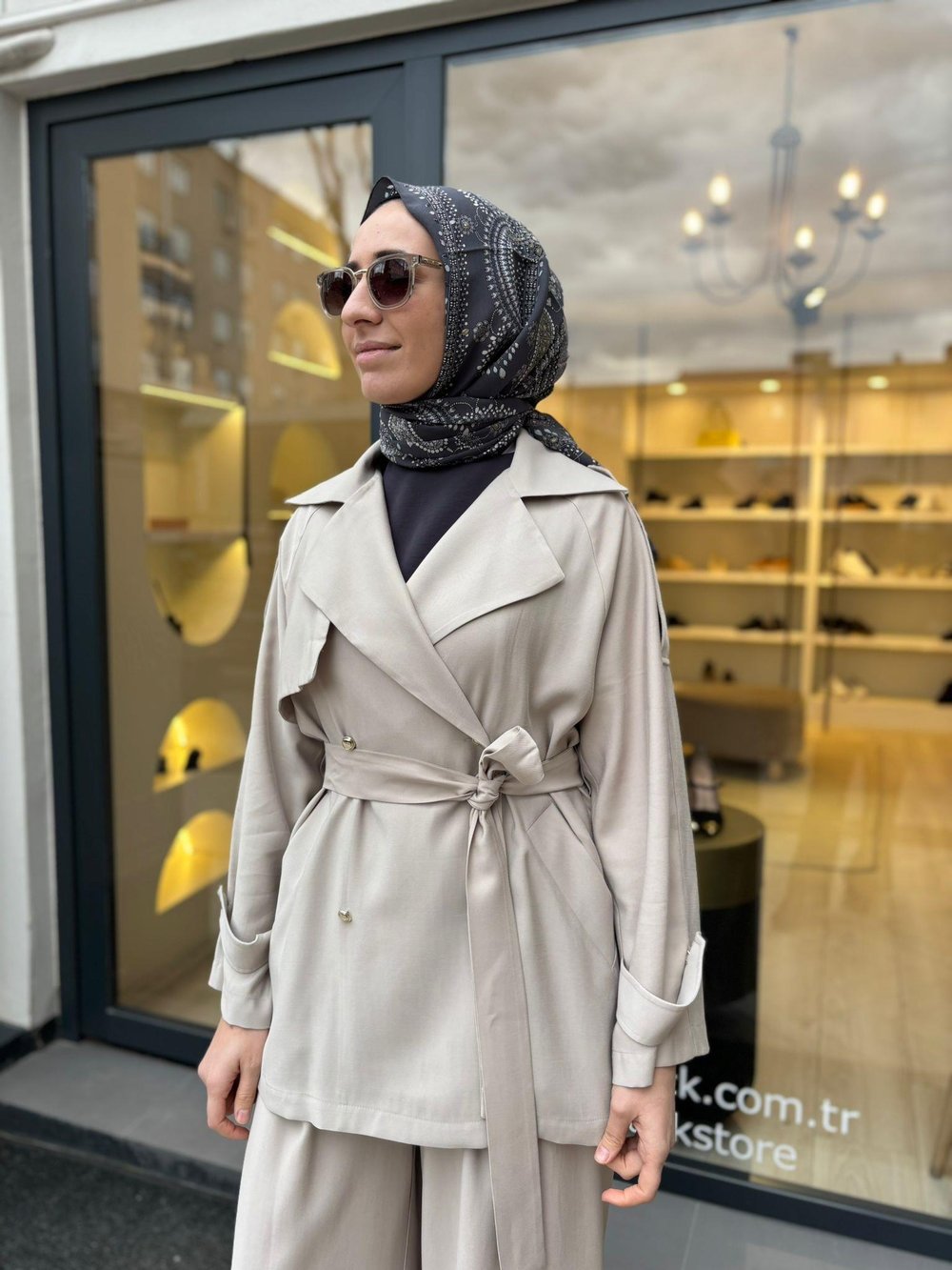 TD2211 Luvıa Ceket Pantolon Takım Taş Rengi