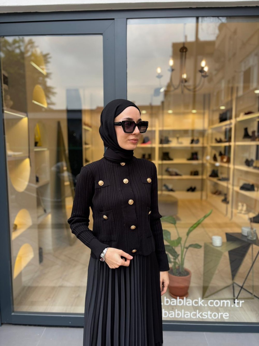 TD2799 Diva Düğmeli Kadın Hırka Siyah