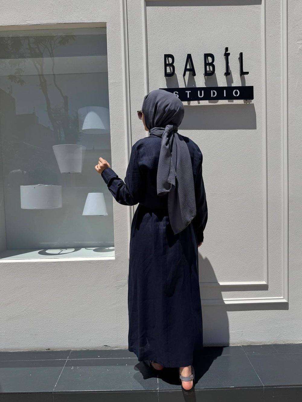 TD3555 Cepli  Bağlamalı Kadın Gömlek Lacivert