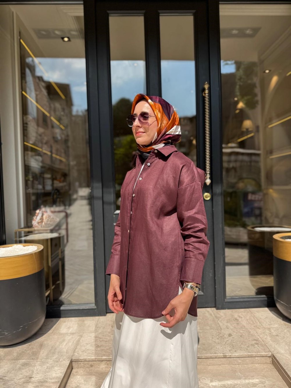 TD3557 Düğmeli Kadın Gömlek Bordo