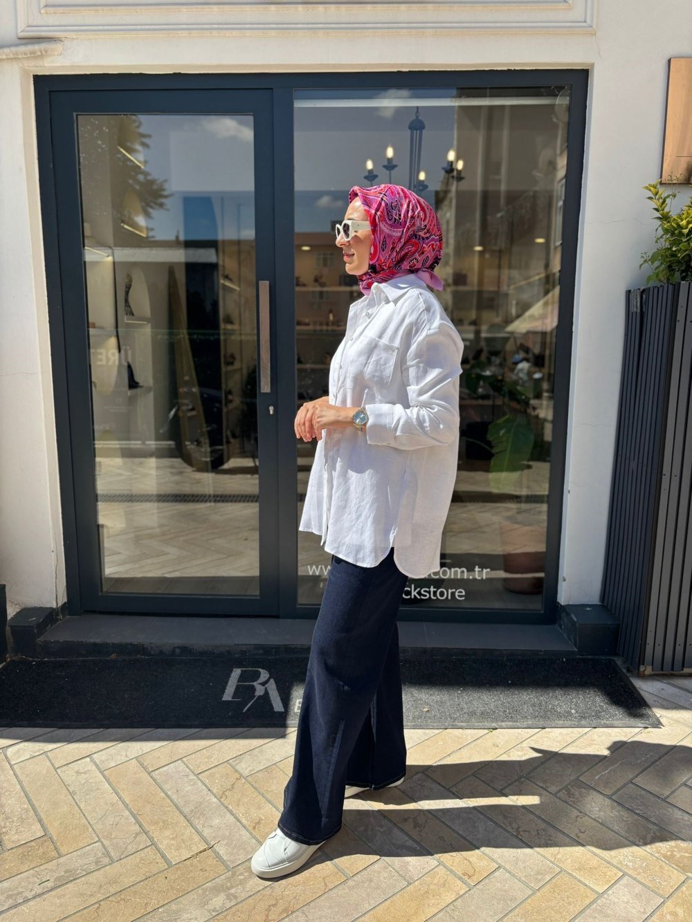 TD3652 Keten Basic Kadın Gömlek Beyaz