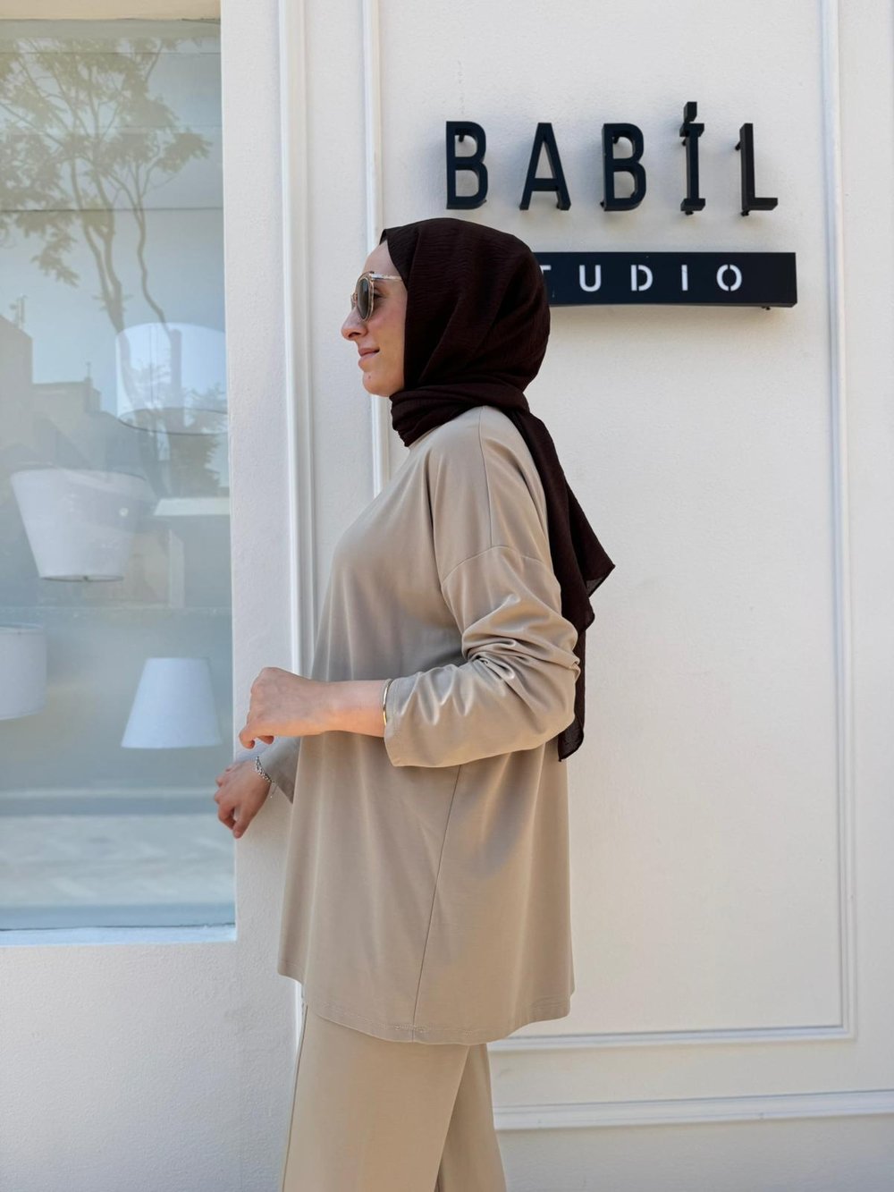 TD3852 Modal Penye Kumaş Basic Kadın Takım Vizon