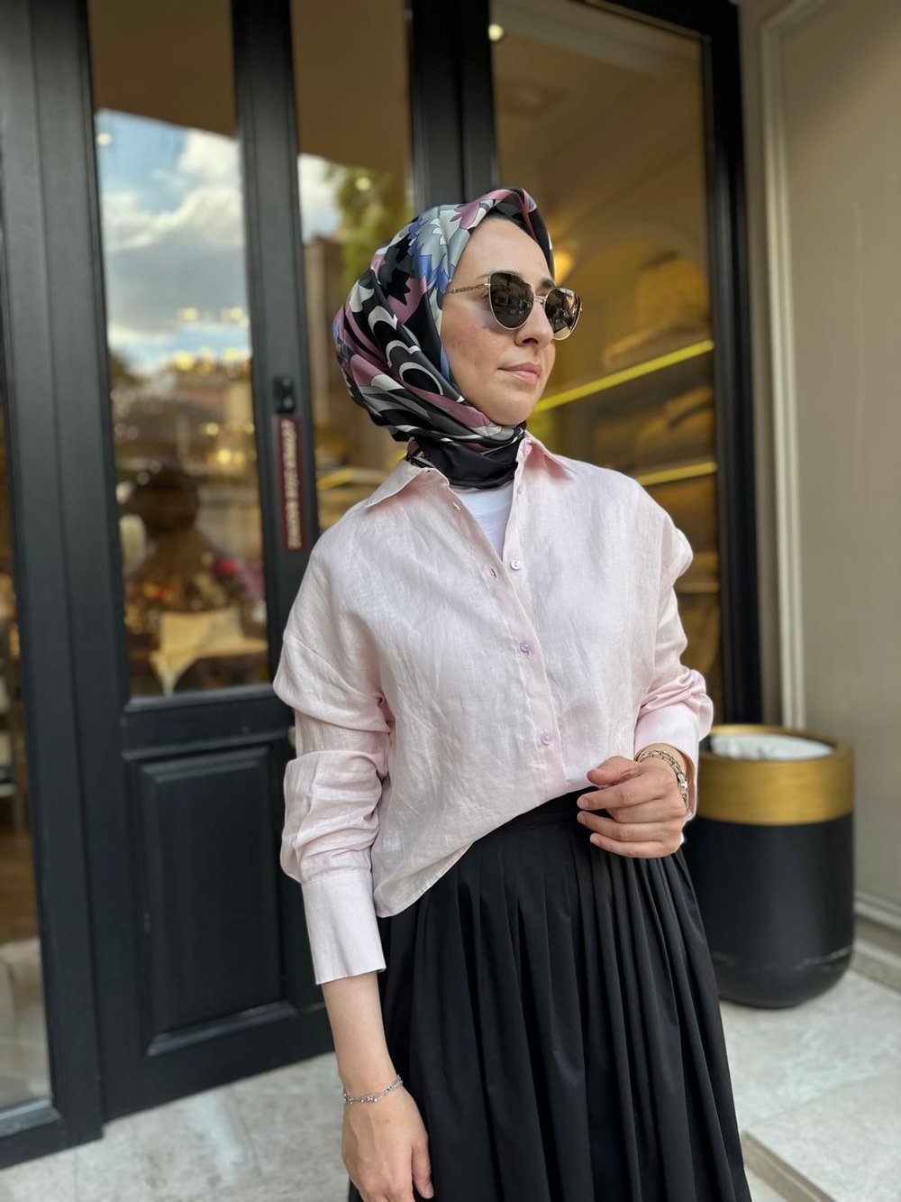 TD3682 Kısa Kadın Gömlek Pudra Pembe