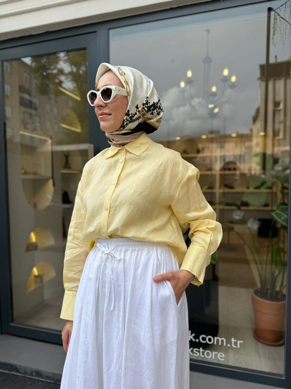 TD3682 Kısa Kadın Gömlek Sarı