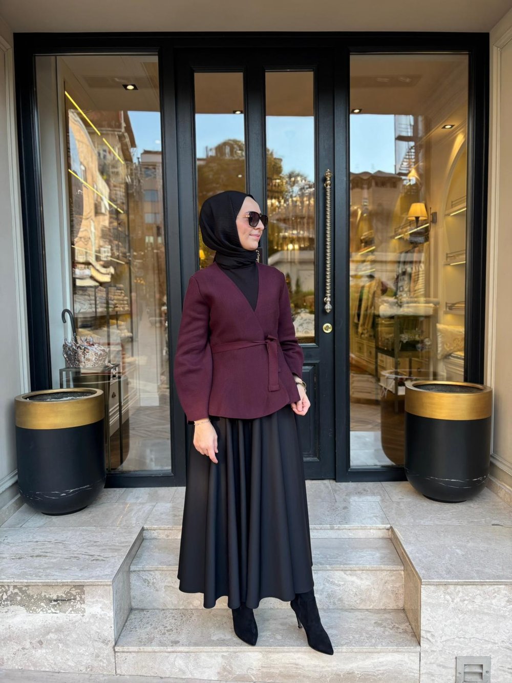 TD3987 Vera Çelik Örme Kadın Hırka Bordo