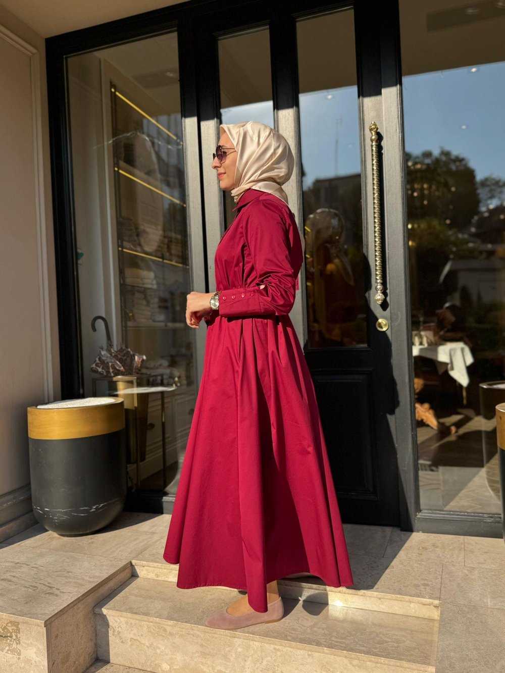 TD4253 Bol Kesim Kadın Elbise Bordo