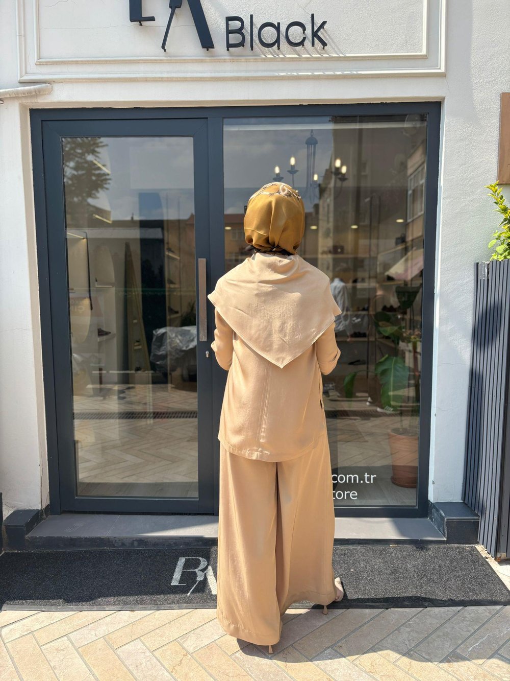 TD4418 Evan Asetat Pantolonlu Takım Camel