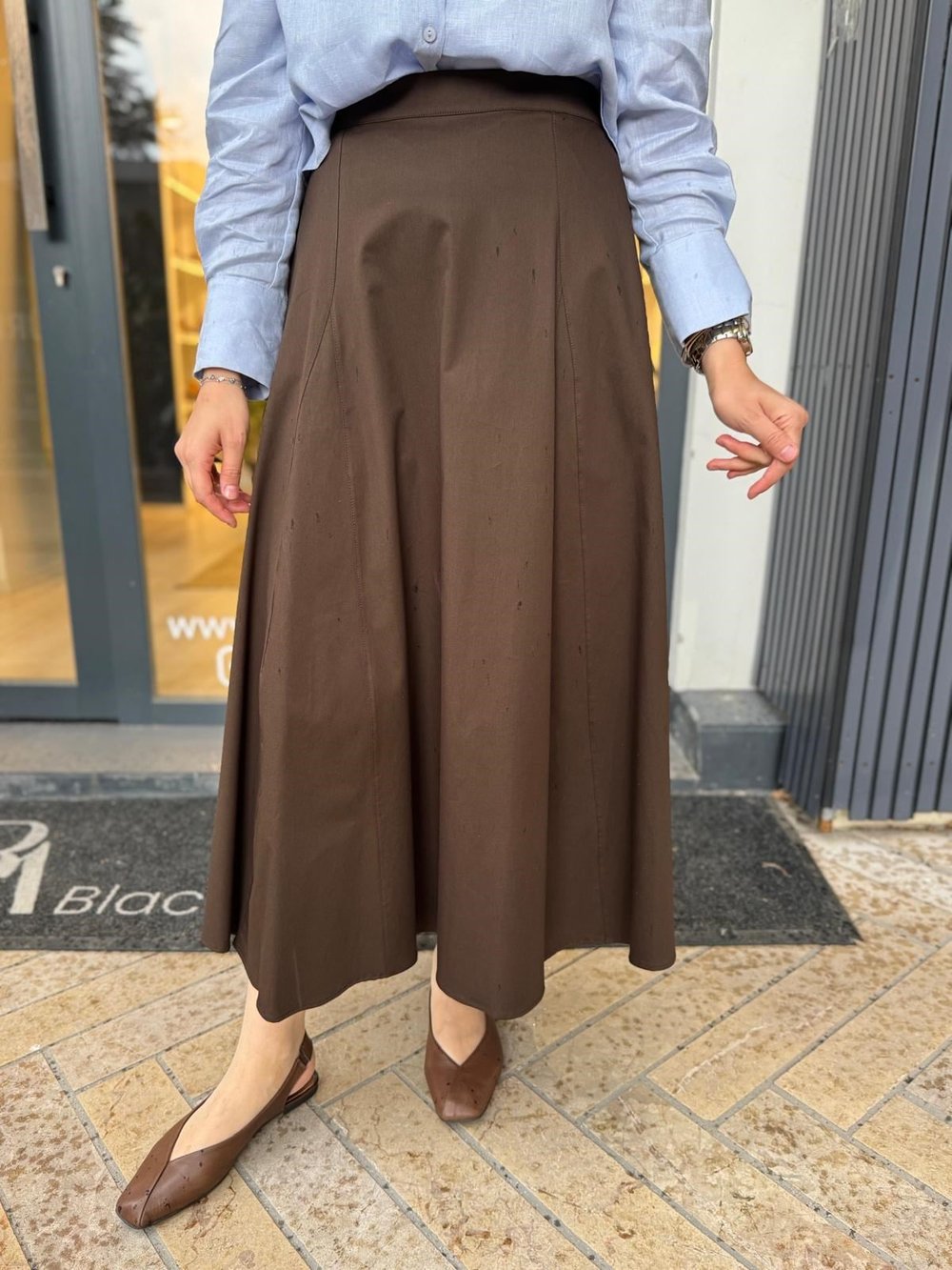 TD4437 Floren Kadın Etek Kahve