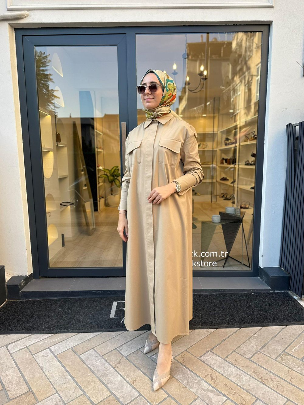 TD4516 Nefil Kadın Elbise Camel