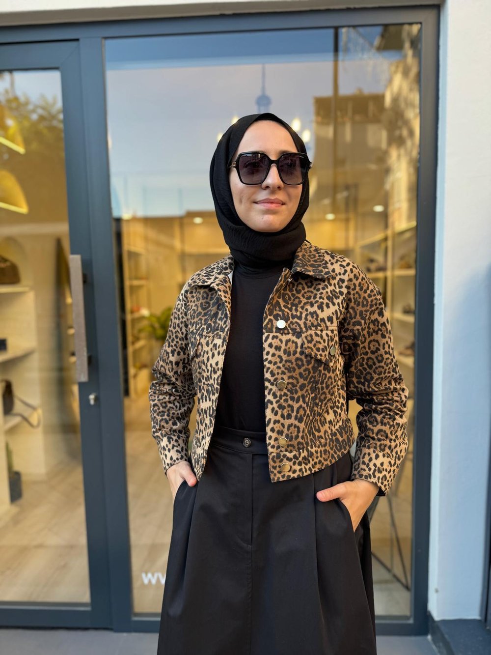 TD4633 Flam Leopar Kadın Ceket Leopar