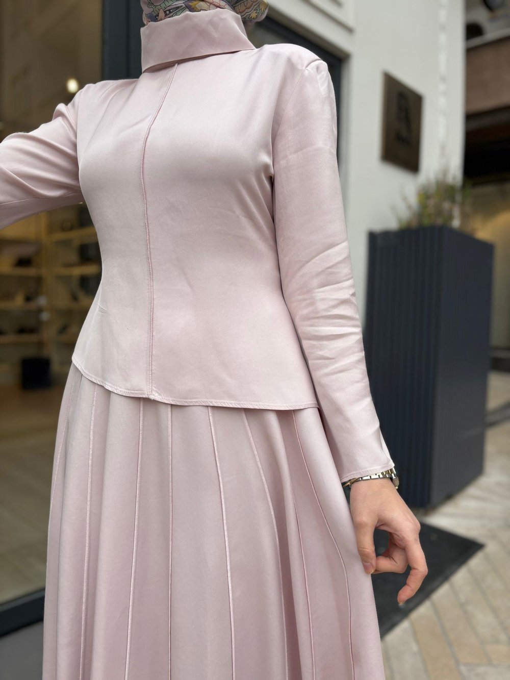 TD4643 Lima Parça Detaylı Kadın Takım Pudra Pembe