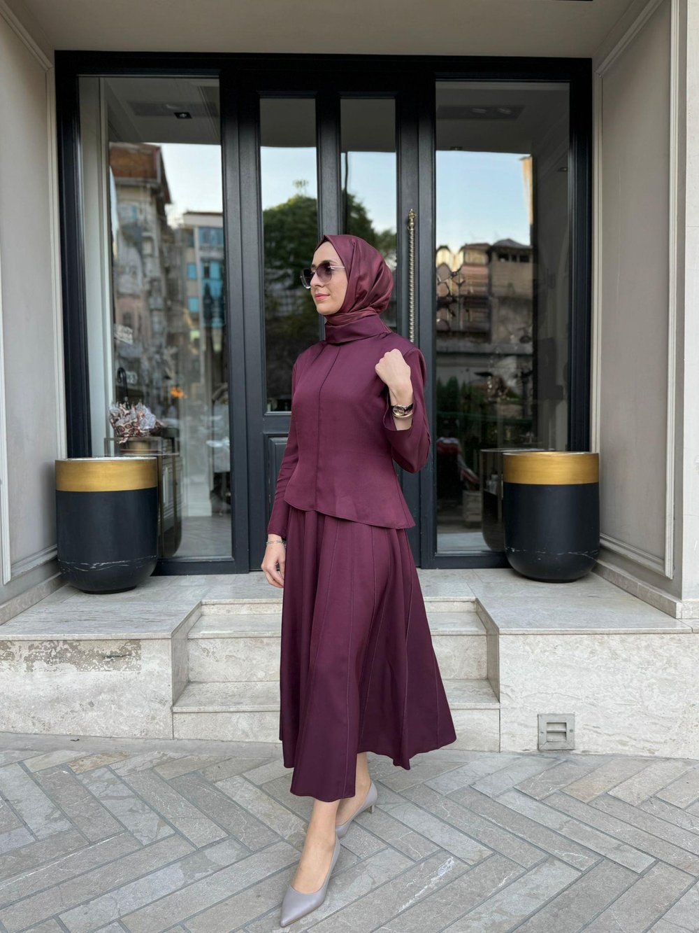TD4643 Lima Parça Detaylı Kadın Takım Bordo