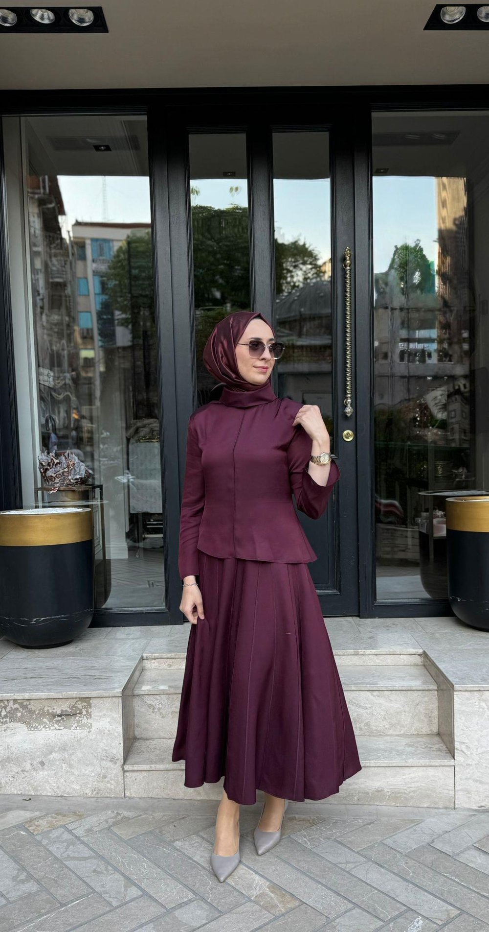 TD4643 Lima Parça Detaylı Kadın Takım Bordo