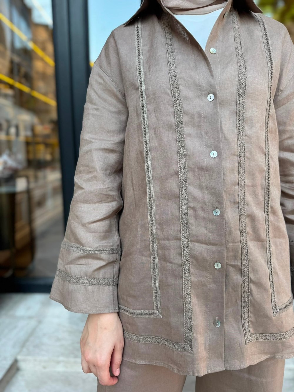 TD4652 Leva Dantel Şerit Detaylı Pantolonlu Takım ETUP