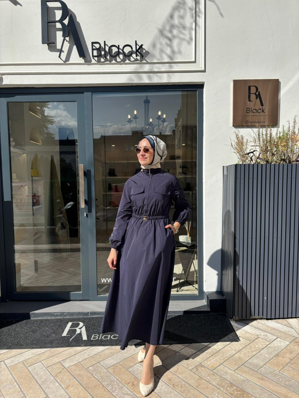 TD4683 Lona Kadın Elbise Lacivert