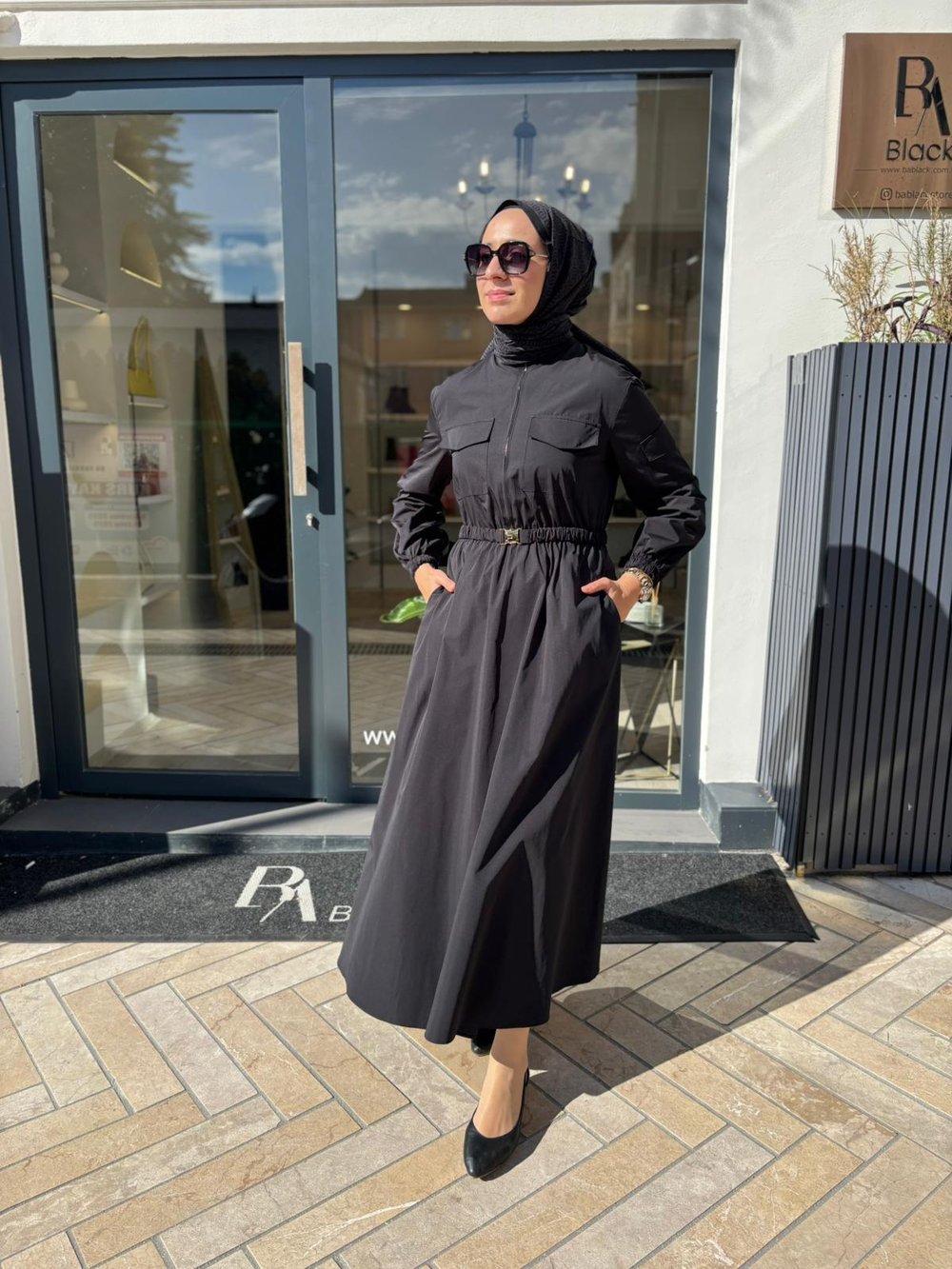 TD4683 Lona Kadın Elbise Siyah