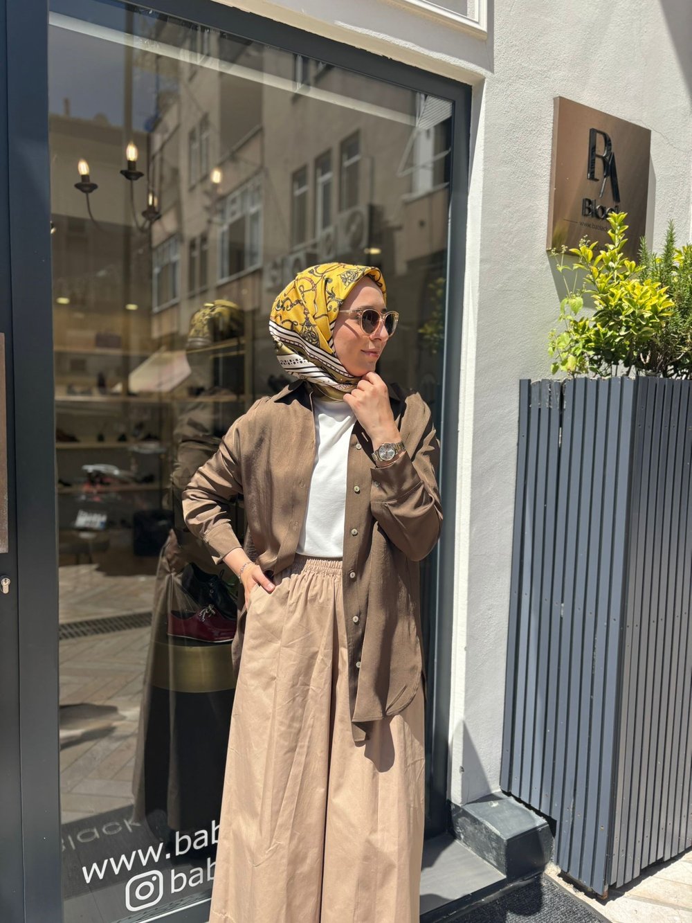 TD4765 Lilac Asetat Kadın Gömlek Haki Yeşil