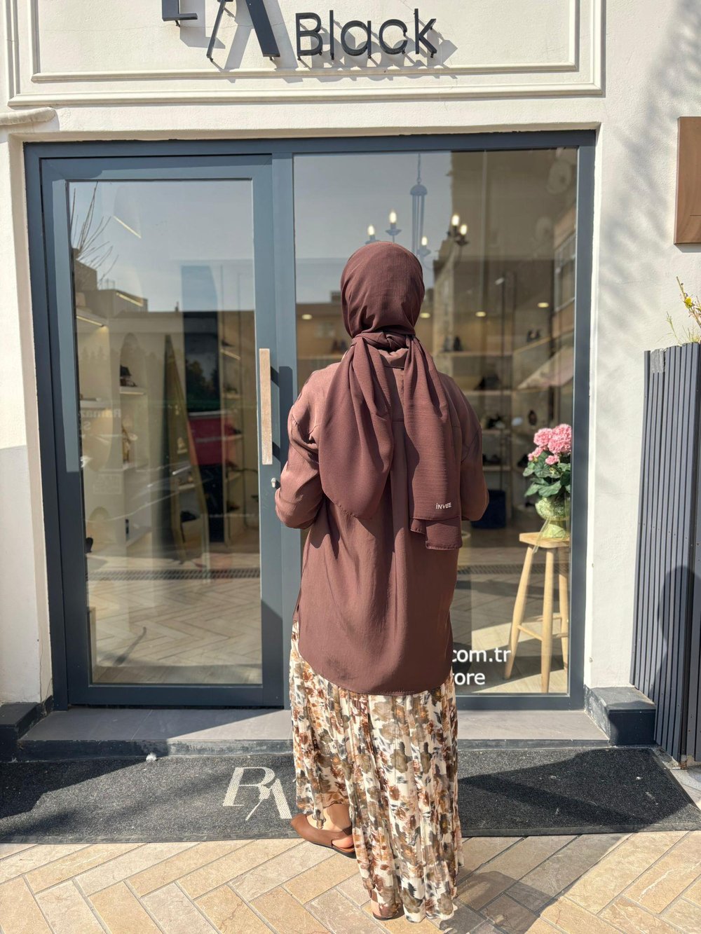 TD4765 Lilac Asetat Kadın Gömlek Kahve