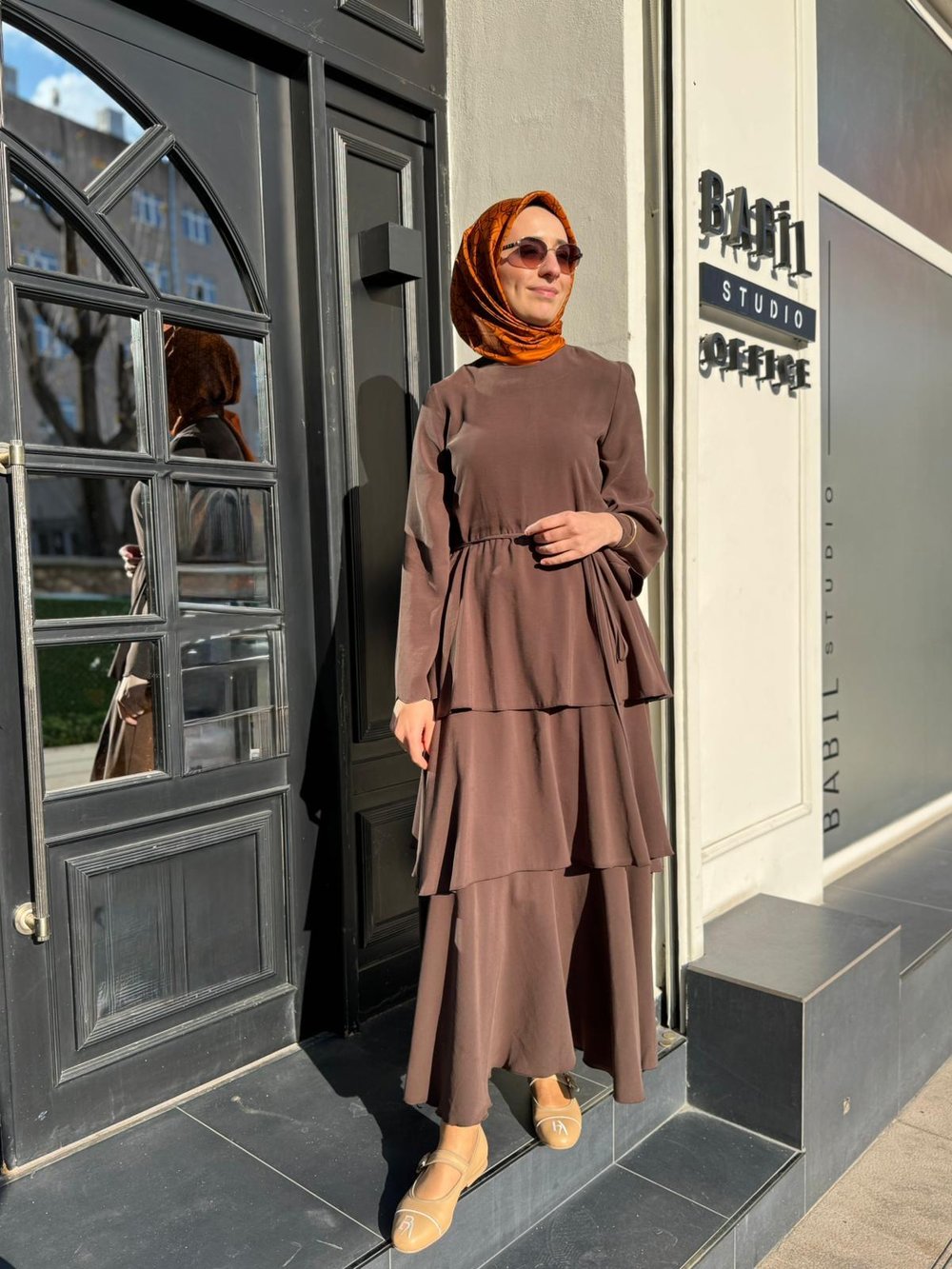 TD4776 Jesse Kadın Elbise Acı Kahve