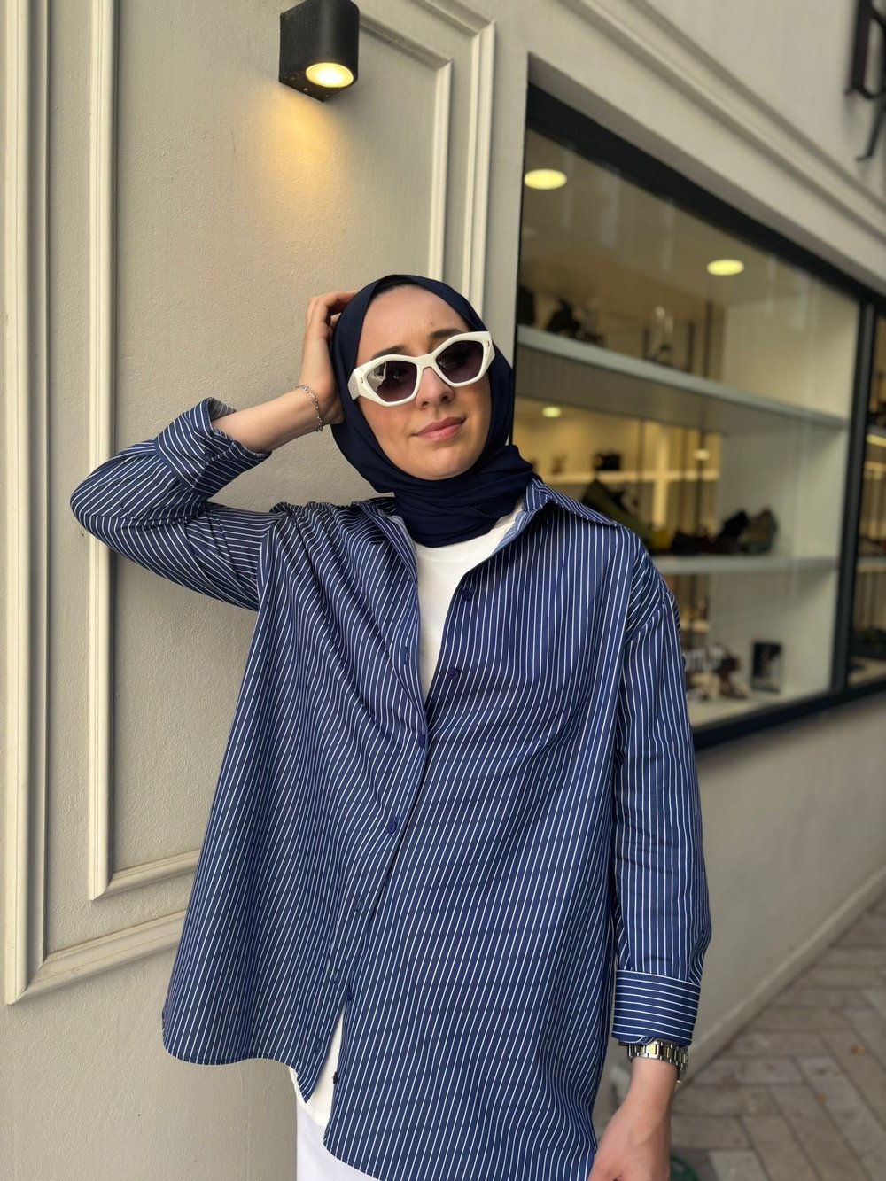 TD4798 Alba Kadın Gömlek Lacivert