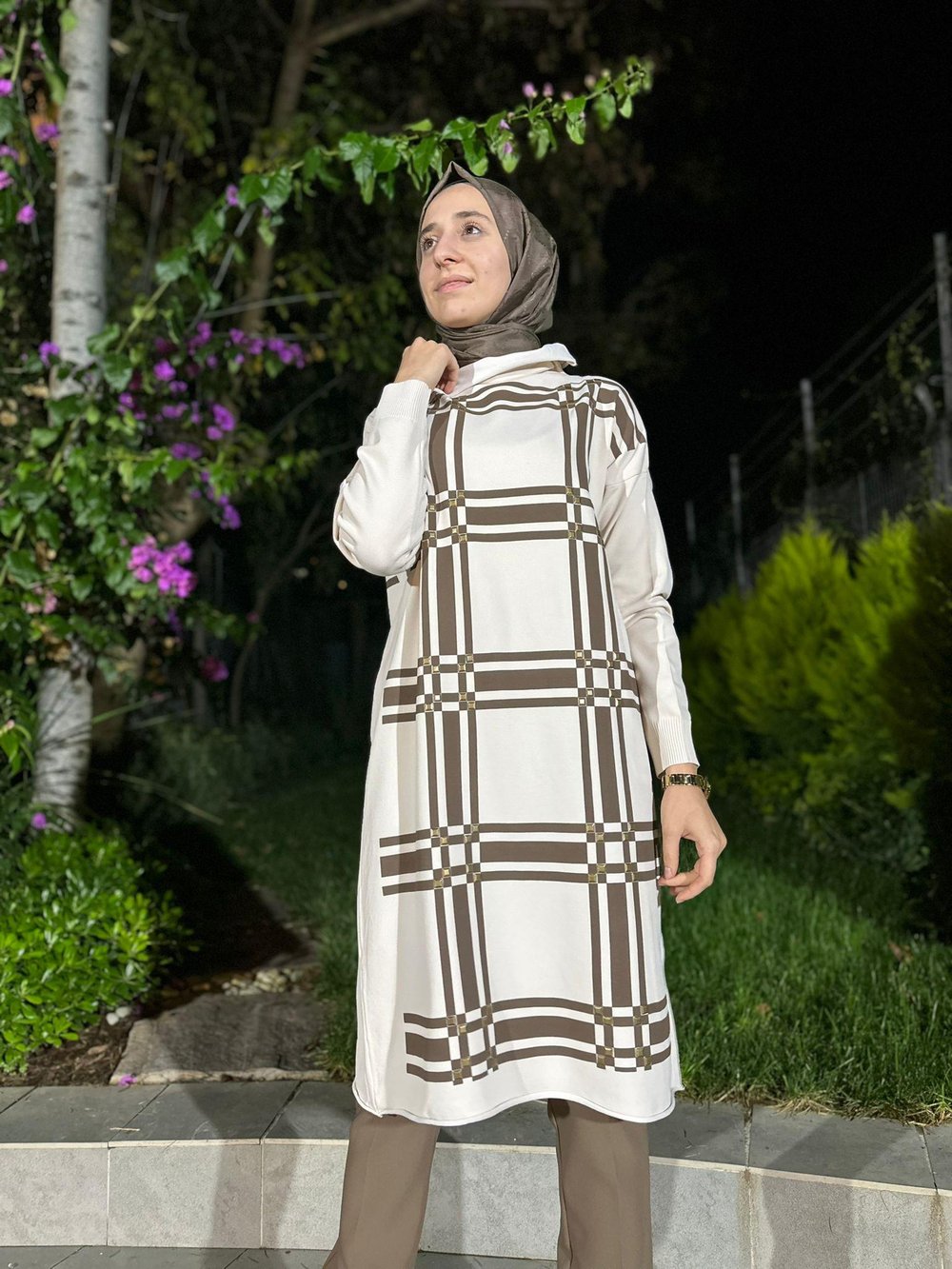 Zımbalı Triko Tunik Taş Rengi