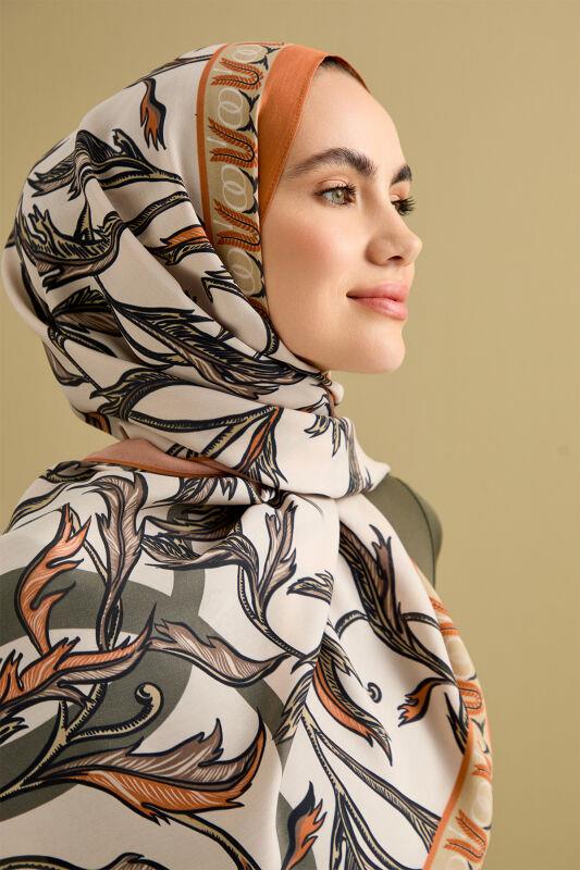 Kanatlı Sarmaşık Krem Floş Viskon Şal 