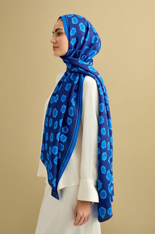 Mozaik Leopar Lacivert Floş Viskon Şal 70x200