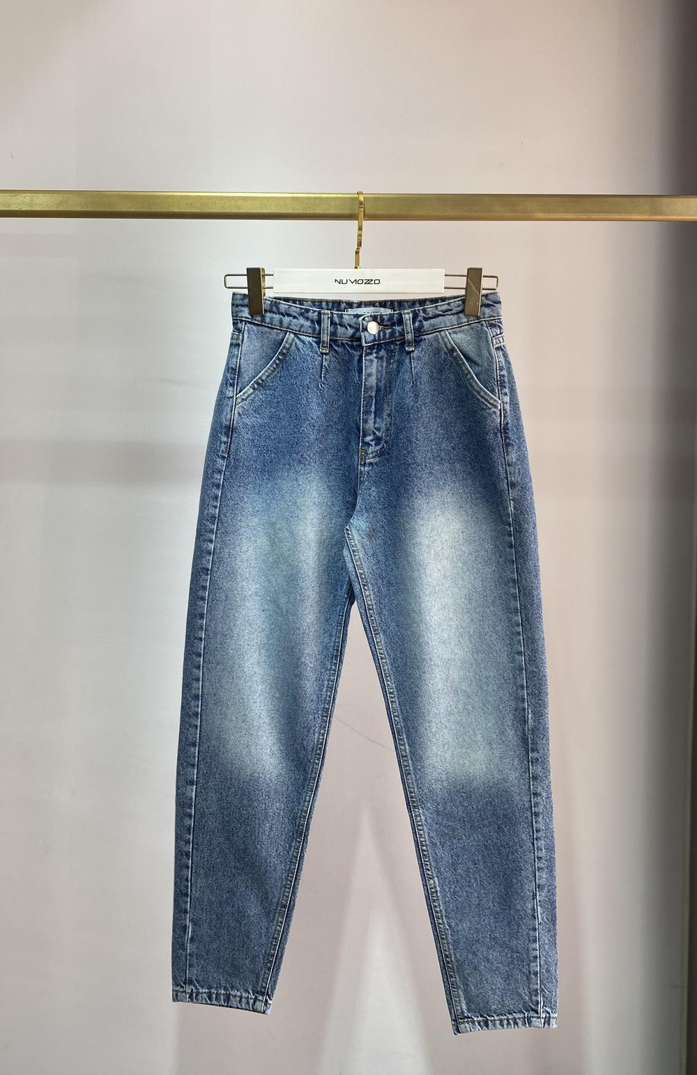YIKAMALI DÜZ KESİM YÜKSEL BEL DENIM PANTOLON