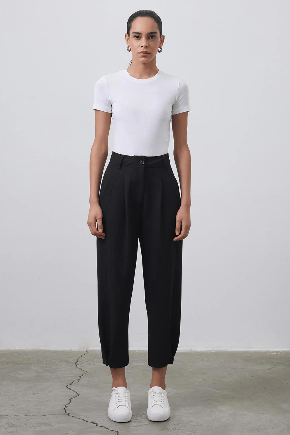 Yüksek Bel Carrot Fit Pantolon Siyah