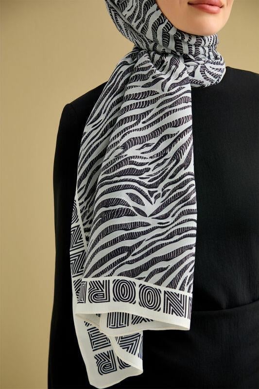 Zebra Gri Floş Viskon Şal 70x210