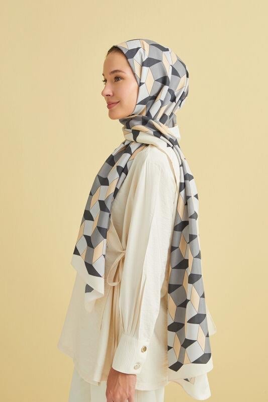 ZigZag Krem Floş Viskon Şal 70x200