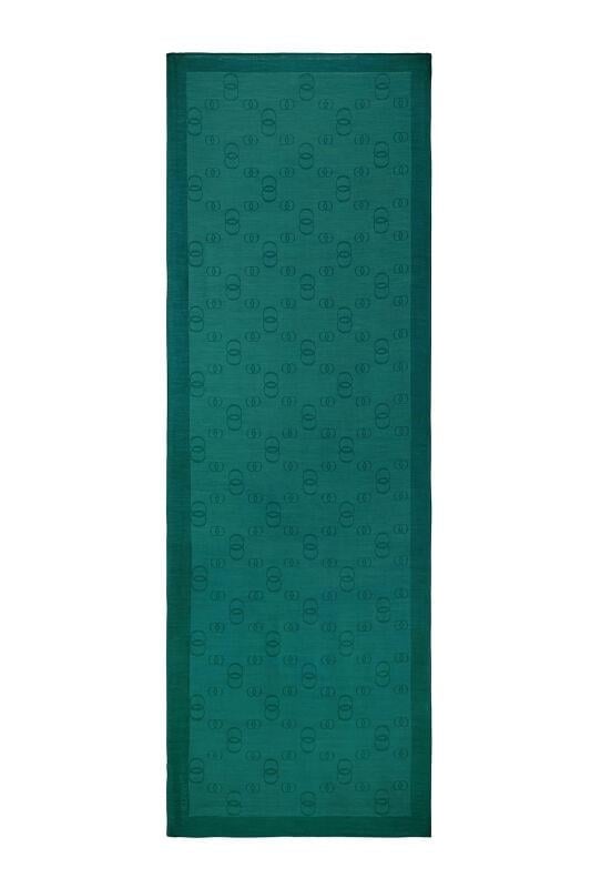 Zincir Kare Petrol Yeşili Pamuk İpek Şal 70x210