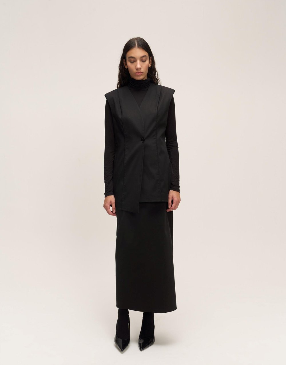 Asimetrik Yelek Siyah