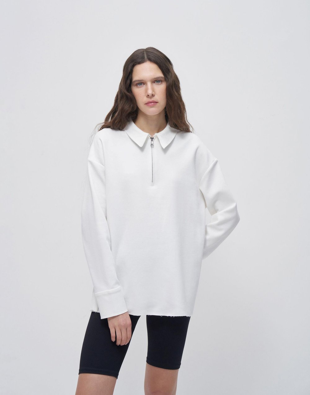 KK Design Fermuarlı Sweatshirt Ekru