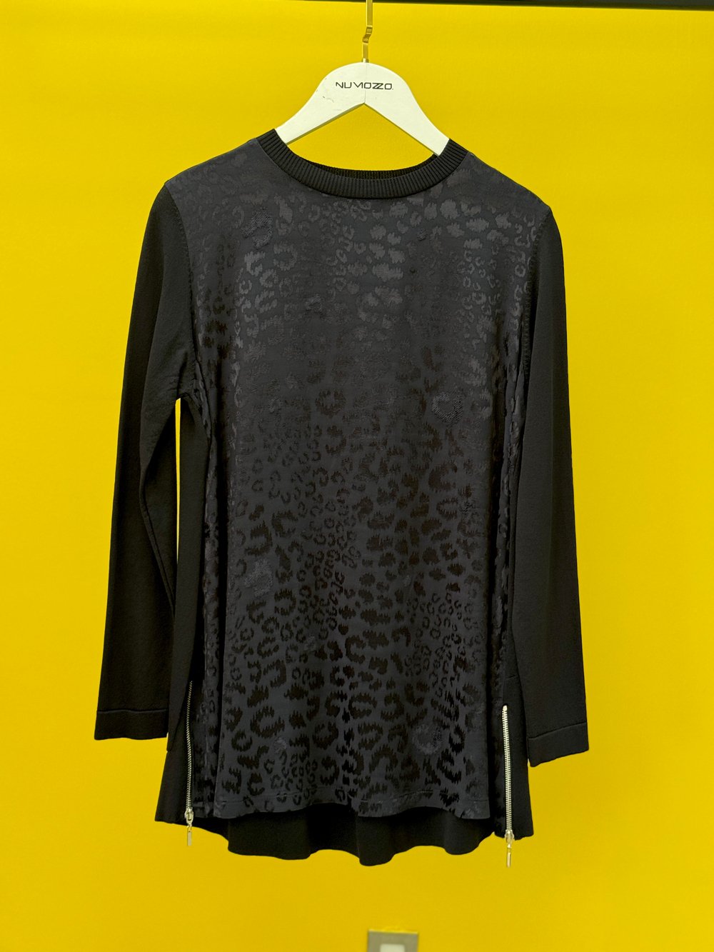 Leopar Desen Fermuarlı Tunik Siyah