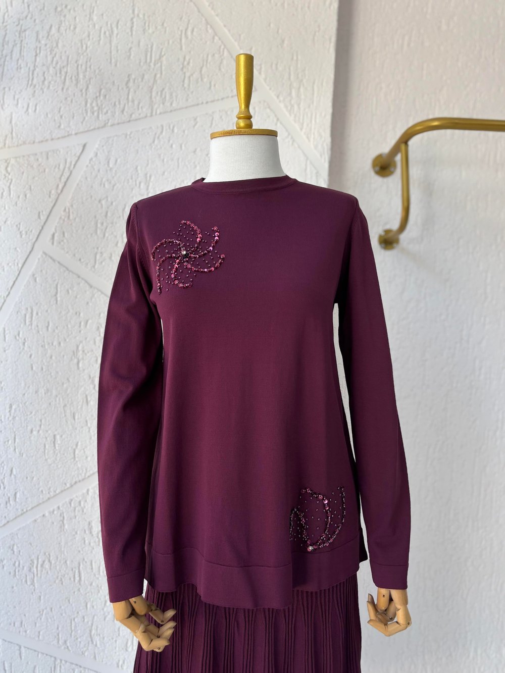 Merserize Etekli Takım Bordo