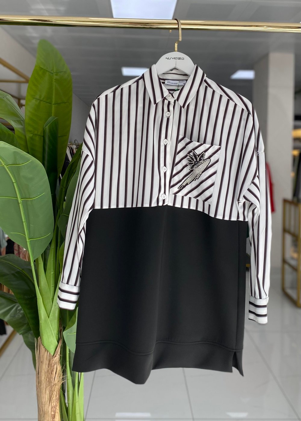 Missemramiss Gömlek Garni İşlemeli Sweatshirt Siyah