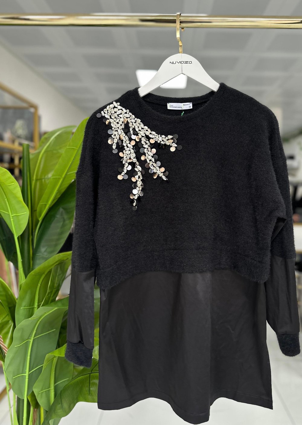 Missemramiss Molto Speciale Taşlı Sweatshirt Siyah