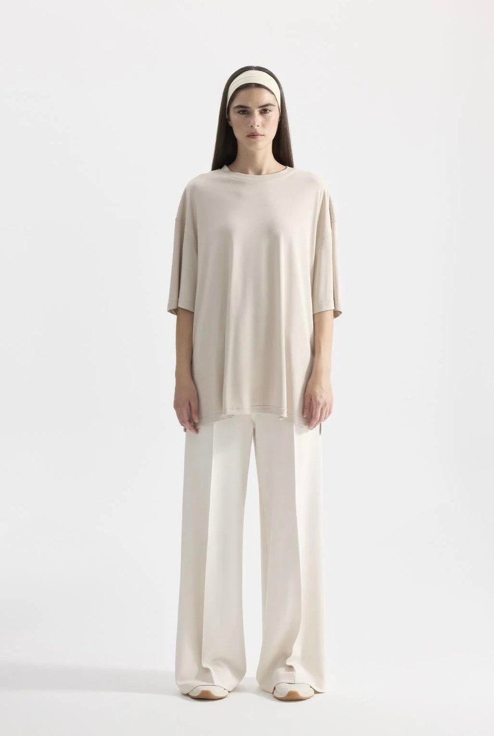 Modal Örme Kısa Kollu T-Shirt Taş