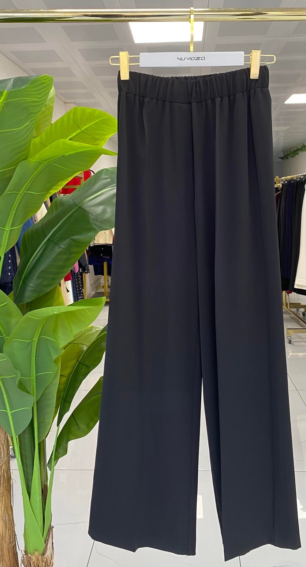Sentez Colmar Beli Lastikli Geniş Paça Pantolon Siyah
