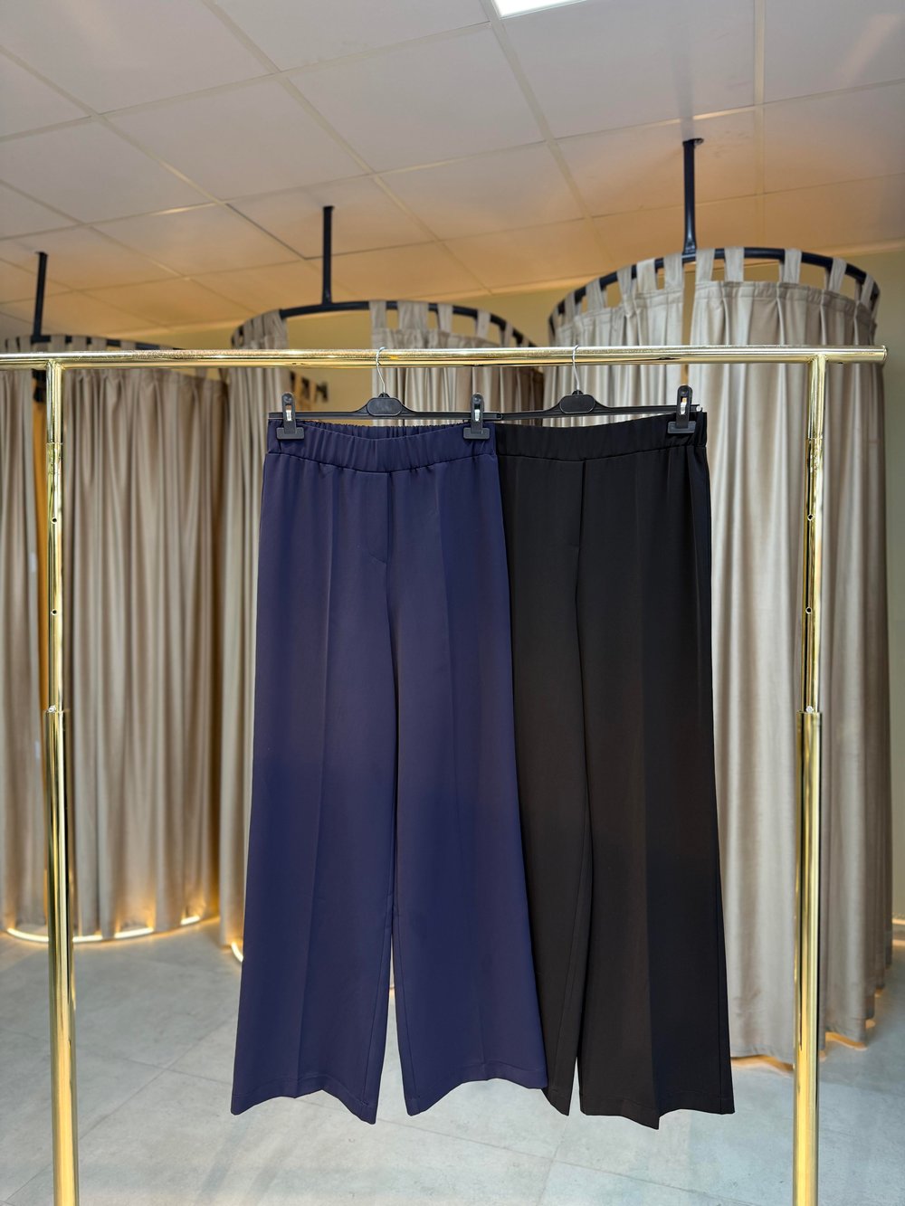 Sentez Colmar Beli Lastikli Geniş Paça Pantolon Siyah