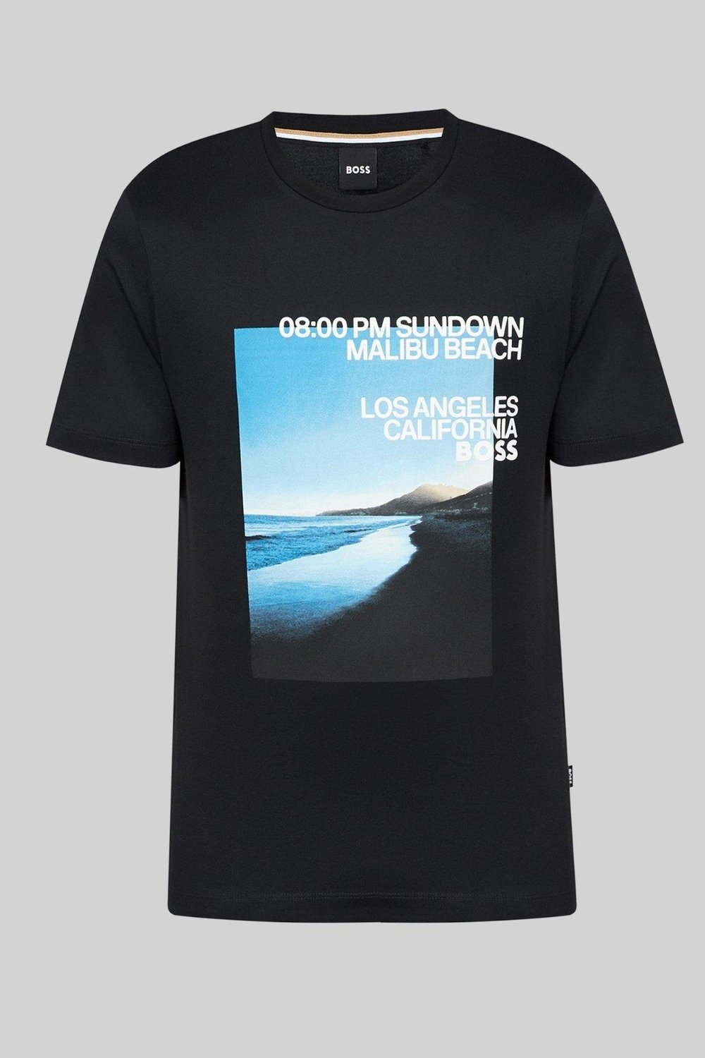 Boss Baskılı Regular Fit Bisiklet Yaka  Erkek T Shirt Siyah