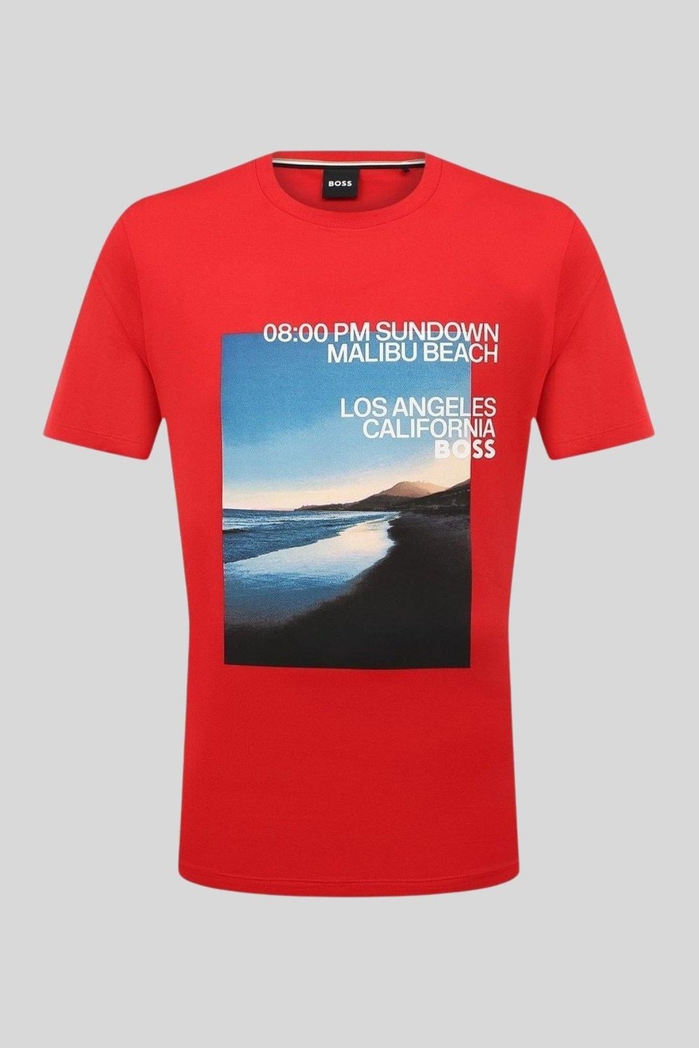 Boss Baskılı Regular Fit Bisiklet Yaka  Erkek T Shirt Kırmızı 628